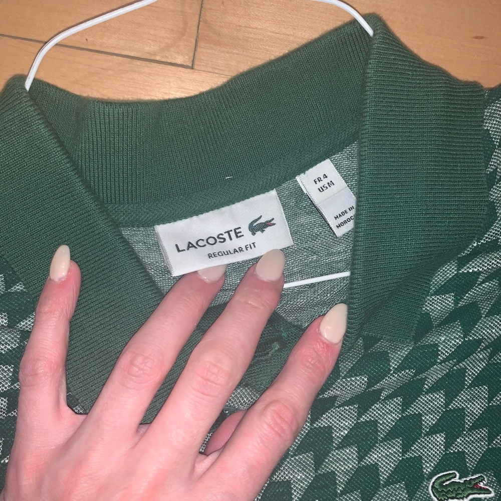 Lacoste men’s polo checkered print green
